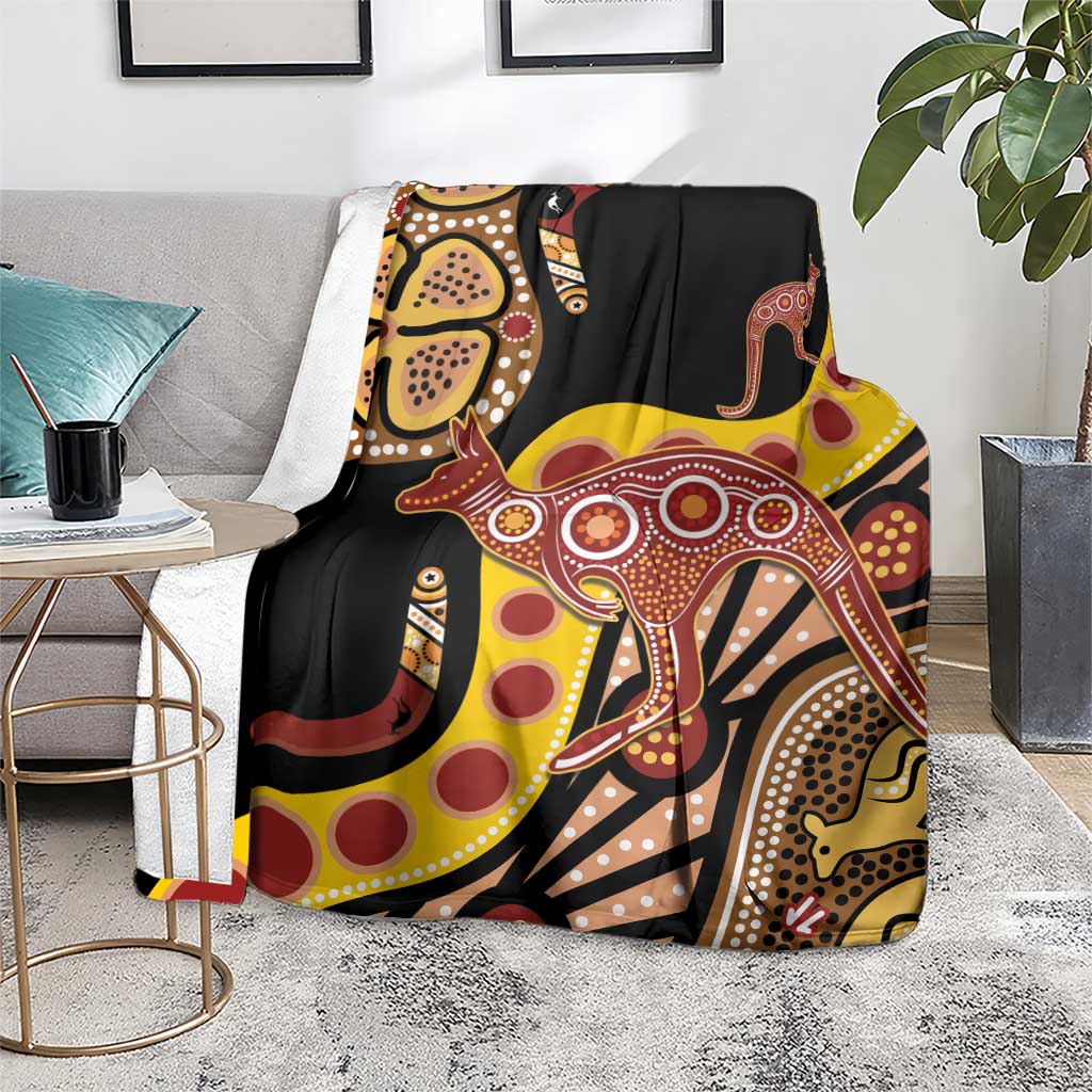 Kangaroo Australia Blanket Aussie Aboriginal Dot Art