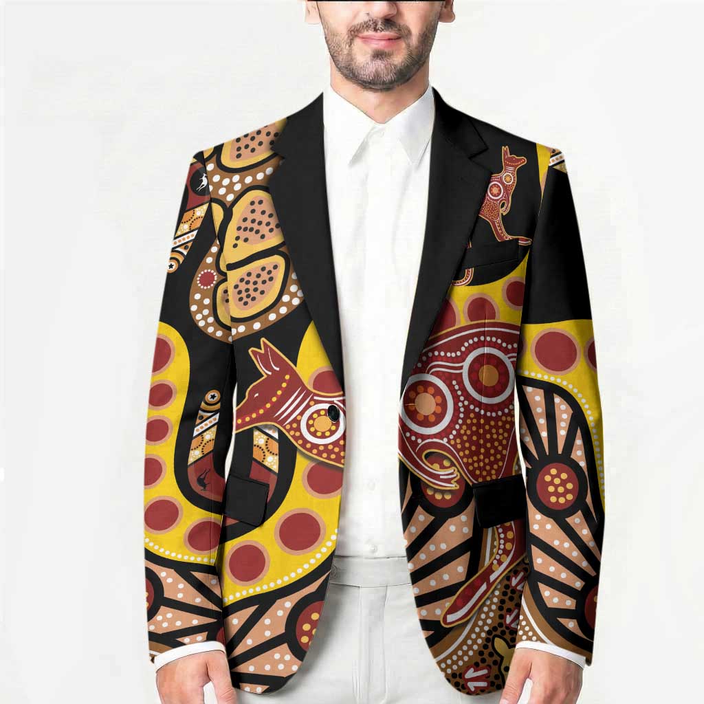 Kangaroo Australia Blazer Aussie Aboriginal Dot Art