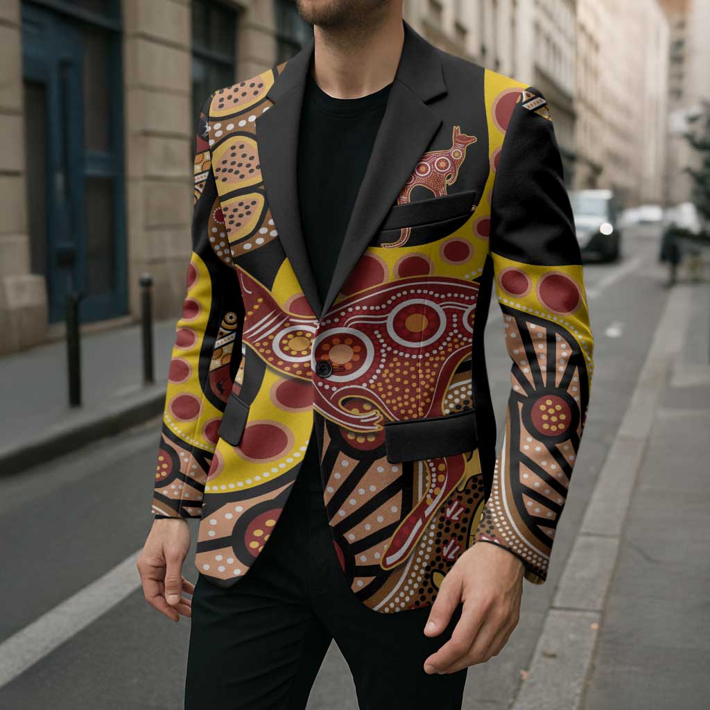 Kangaroo Australia Blazer Aussie Aboriginal Dot Art