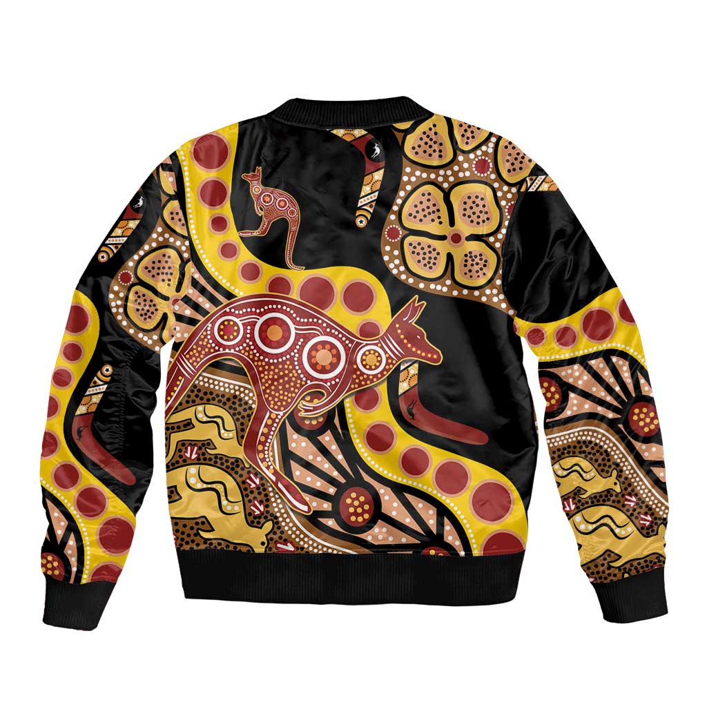 Kangaroo Australia Bomber Jacket Aussie Aboriginal Dot Art