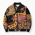 Kangaroo Australia Bomber Puffer Jacket Aussie Aboriginal Dot Art