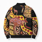 Kangaroo Australia Bomber Puffer Jacket Aussie Aboriginal Dot Art