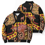 Kangaroo Australia Bomber Puffer Jacket Aussie Aboriginal Dot Art