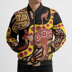 Kangaroo Australia Bomber Puffer Jacket Aussie Aboriginal Dot Art