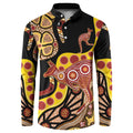 Kangaroo Australia Button Sweatshirt Aussie Aboriginal Dot Art