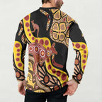 Kangaroo Australia Button Sweatshirt Aussie Aboriginal Dot Art