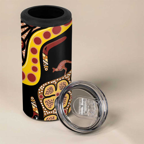 Kangaroo Australia 4 in 1 Can Cooler Tumbler Aussie Aboriginal Dot Art
