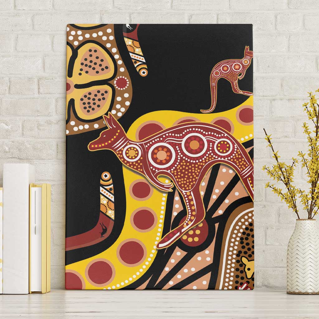 Kangaroo Australia Canvas Wall Art Aussie Aboriginal Dot Art