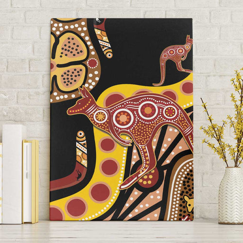 Kangaroo Australia Canvas Wall Art Aussie Aboriginal Dot Art