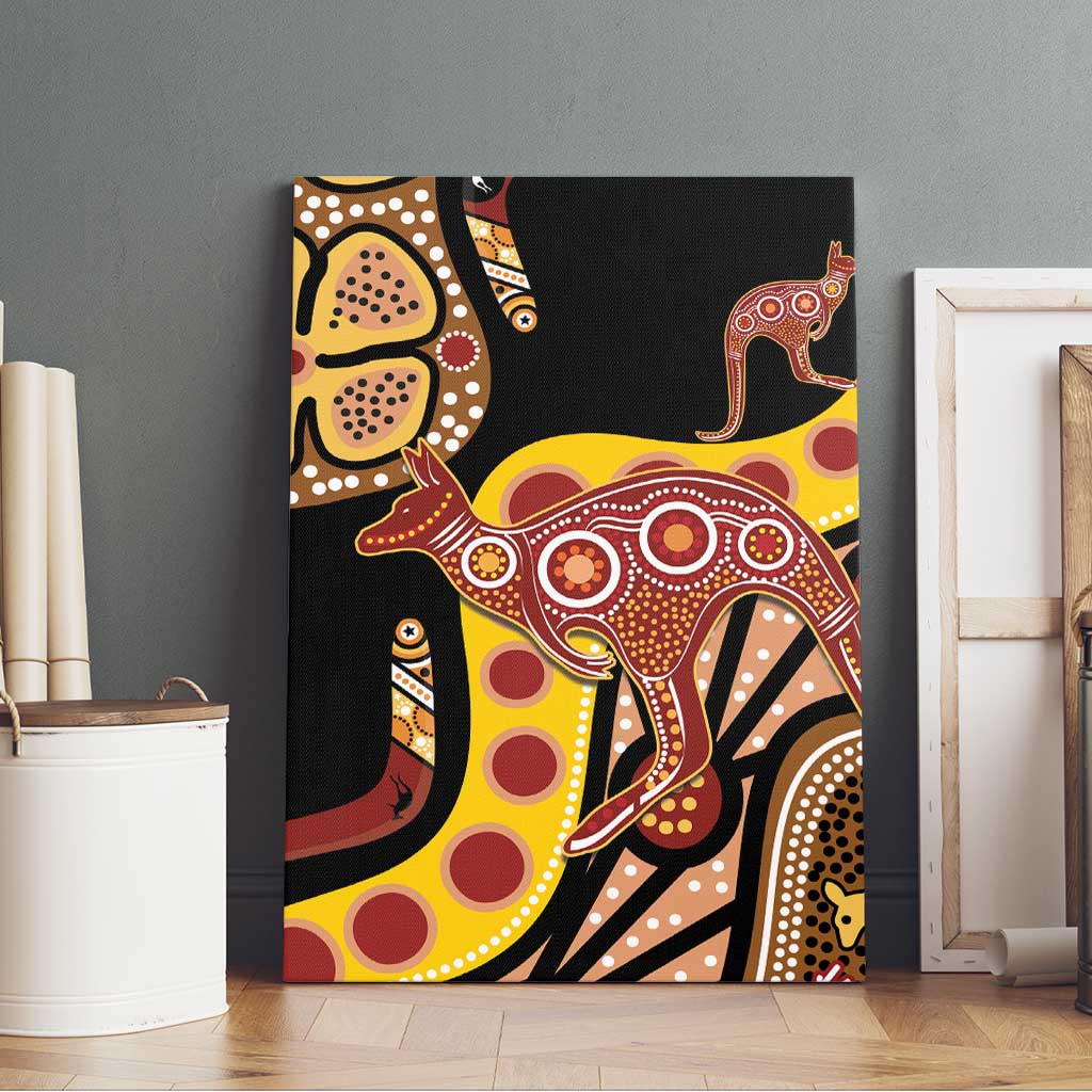 Kangaroo Australia Canvas Wall Art Aussie Aboriginal Dot Art