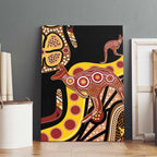 Kangaroo Australia Canvas Wall Art Aussie Aboriginal Dot Art