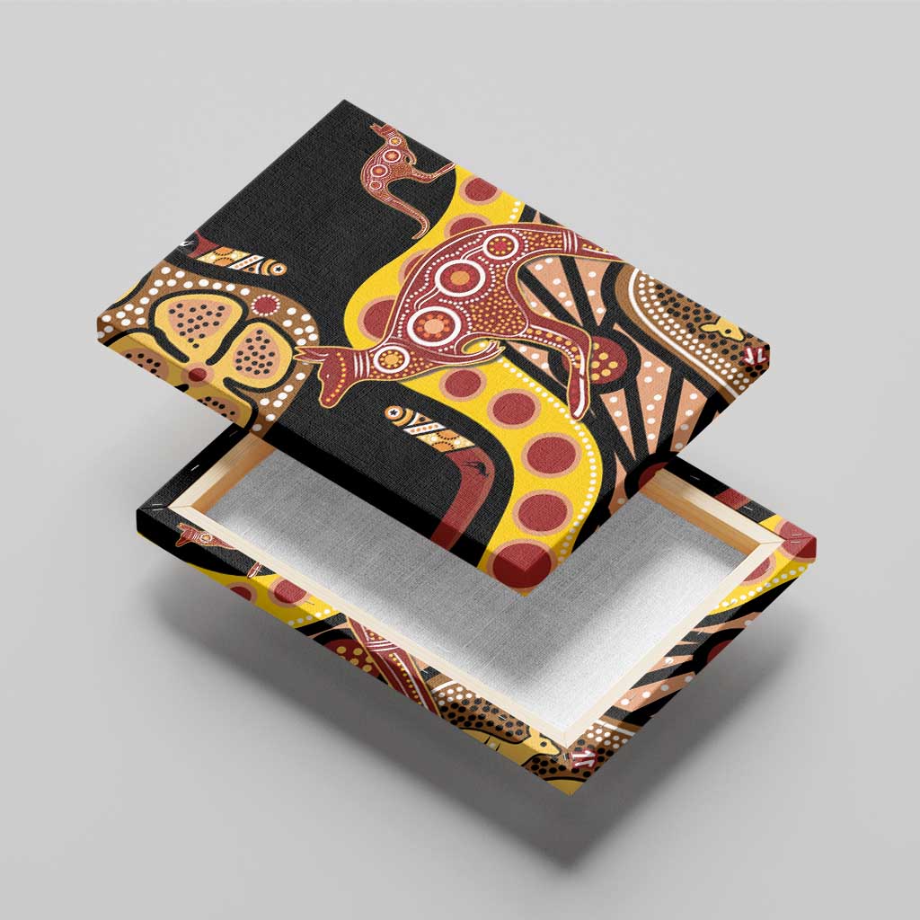 Kangaroo Australia Canvas Wall Art Aussie Aboriginal Dot Art