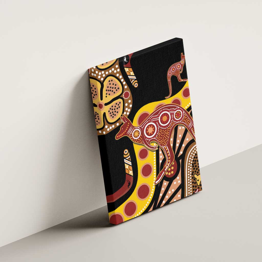 Kangaroo Australia Canvas Wall Art Aussie Aboriginal Dot Art