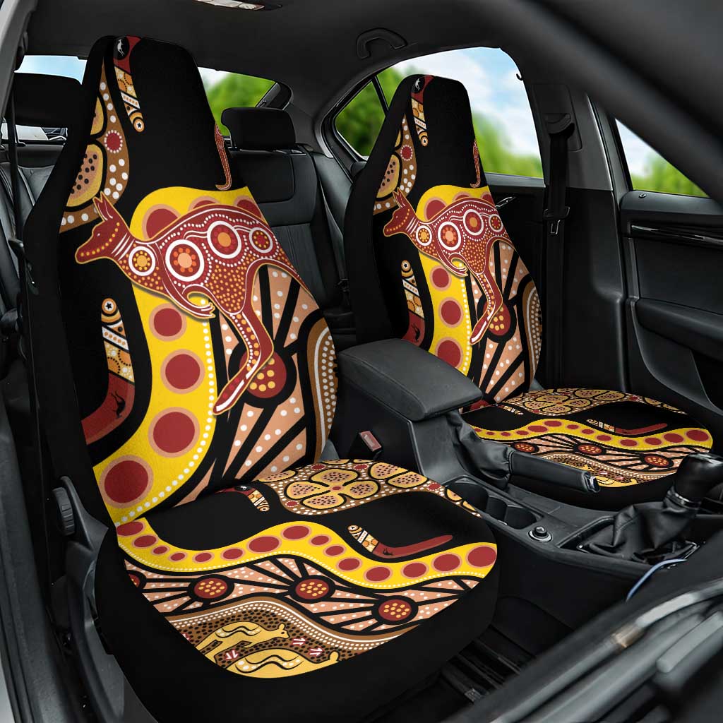 Kangaroo Australia Car Seat Cover Aussie Aboriginal Dot Art