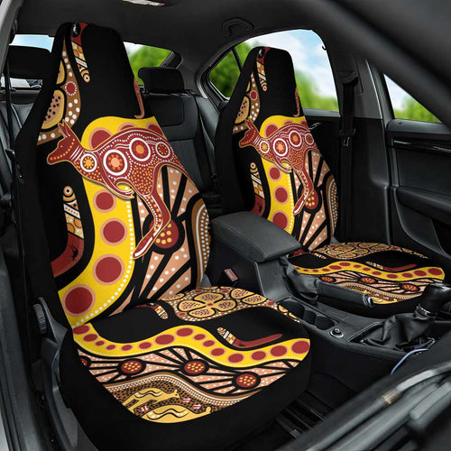 Kangaroo Australia Car Seat Cover Aussie Aboriginal Dot Art