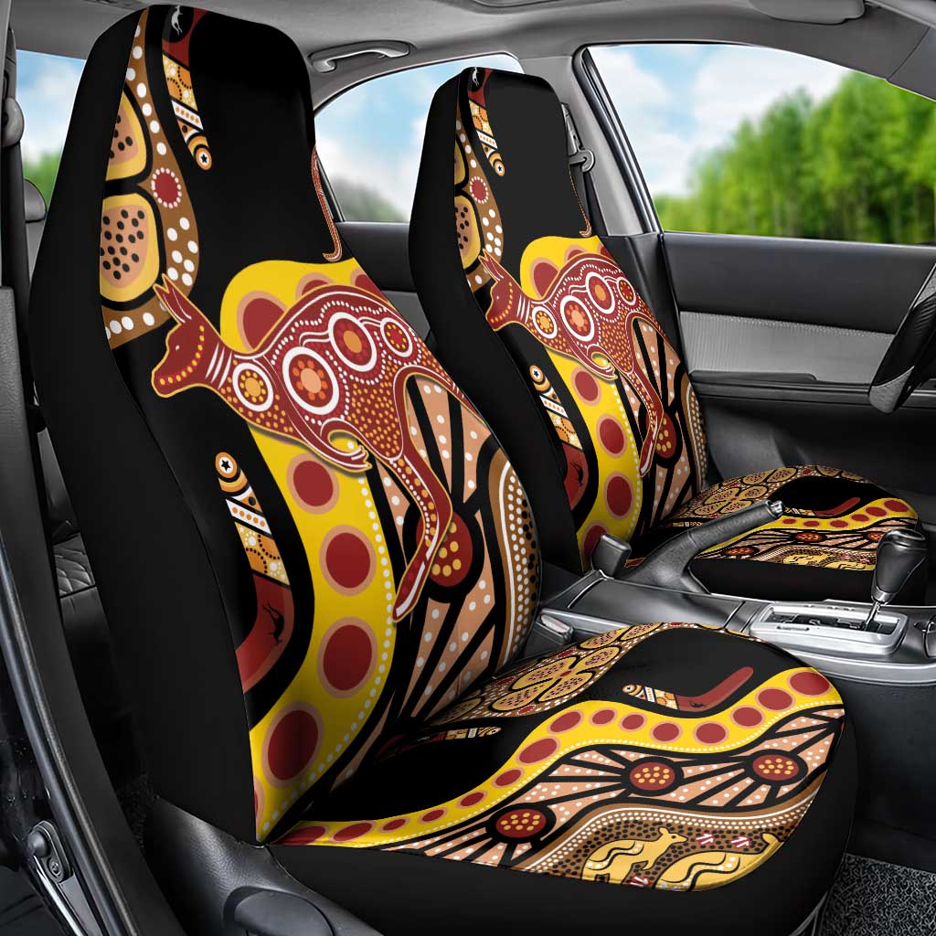 Kangaroo Australia Car Seat Cover Aussie Aboriginal Dot Art
