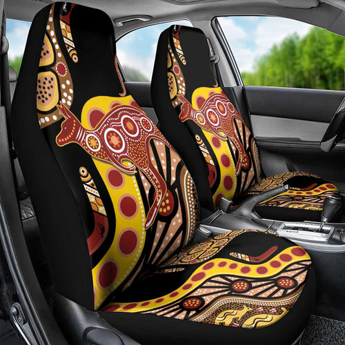 Kangaroo Australia Car Seat Cover Aussie Aboriginal Dot Art