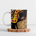 Kangaroo Australia Ceramic Mug Aussie Aboriginal Dot Art