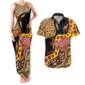 Kangaroo Australia Couples Matching Tank Maxi Dress and Hawaiian Shirt Aussie Aboriginal Dot Art