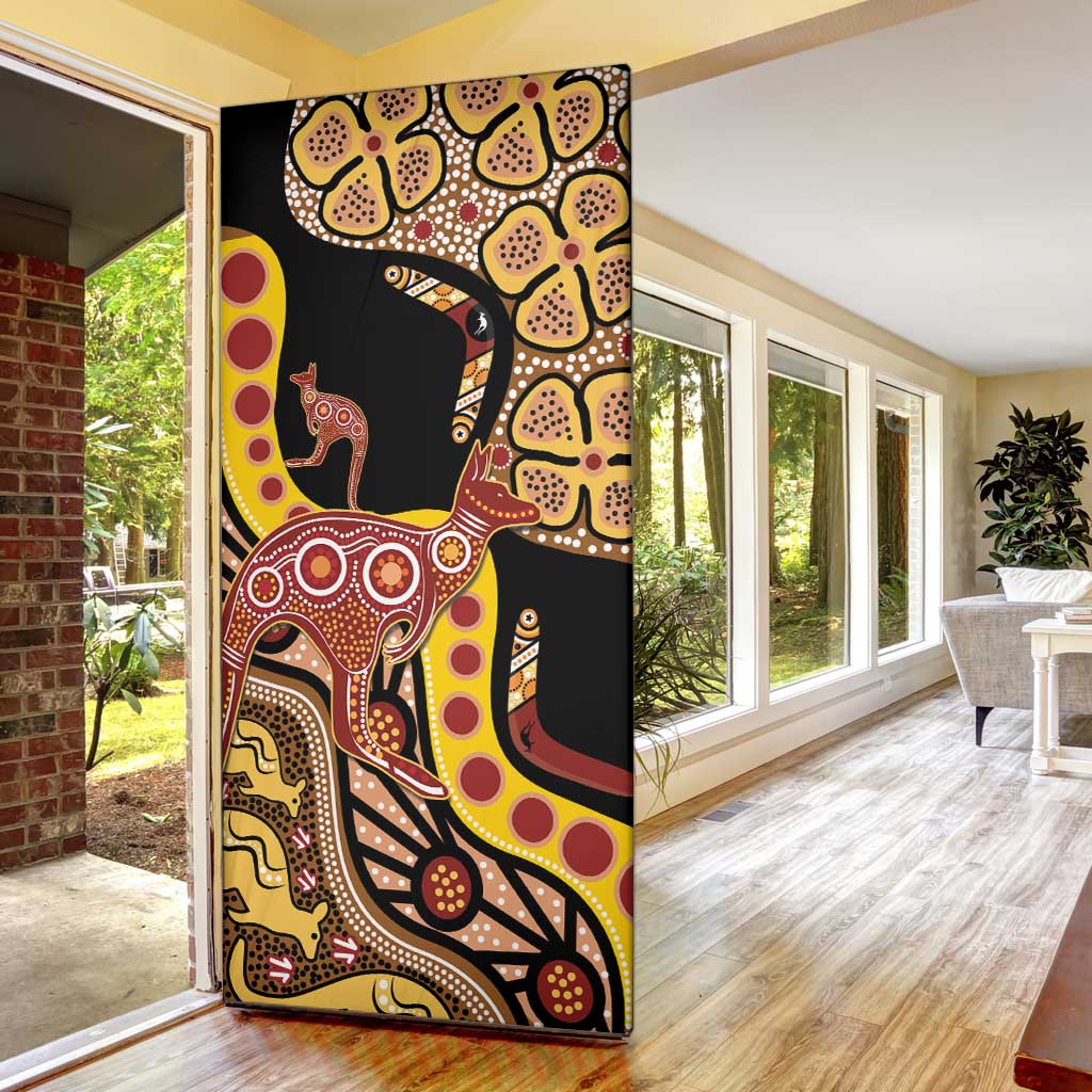 Kangaroo Australia Door Cover Aussie Aboriginal Dot Art