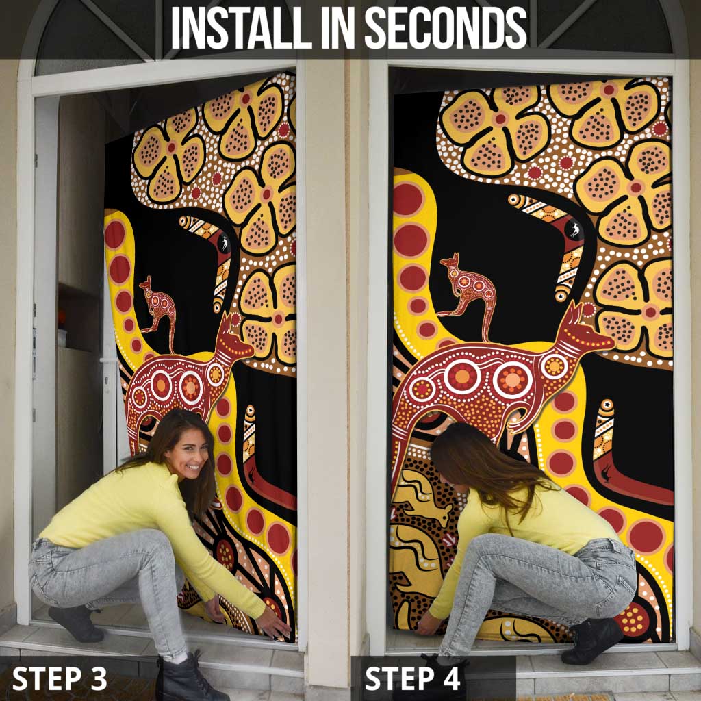 Kangaroo Australia Door Cover Aussie Aboriginal Dot Art