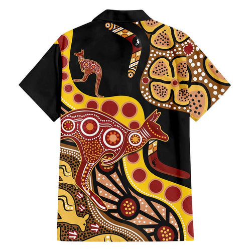 Kangaroo Australia Family Matching Mermaid Dress and Hawaiian Shirt Aussie Aboriginal Dot Art
