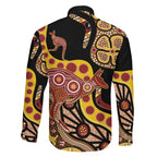 Kangaroo Australia Family Matching Mermaid Dress and Hawaiian Shirt Aussie Aboriginal Dot Art