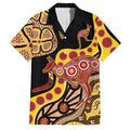 Kangaroo Australia Family Matching Short Sleeve Bodycon Dress and Hawaiian Shirt Aussie Aboriginal Dot Art