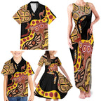 Kangaroo Australia Family Matching Tank Maxi Dress and Hawaiian Shirt Aussie Aboriginal Dot Art