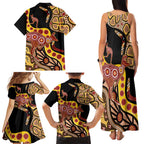 Kangaroo Australia Family Matching Tank Maxi Dress and Hawaiian Shirt Aussie Aboriginal Dot Art