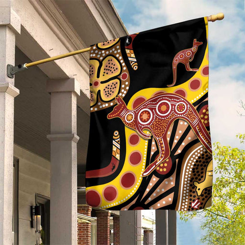 Kangaroo Australia Garden Flag Aussie Aboriginal Dot Art