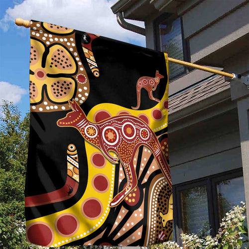 Kangaroo Australia Garden Flag Aussie Aboriginal Dot Art