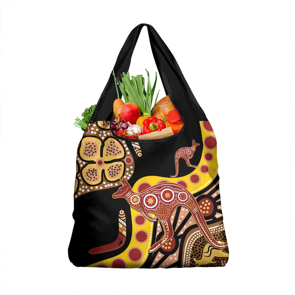 Kangaroo Australia Grocery Bag Aussie Aboriginal Dot Art