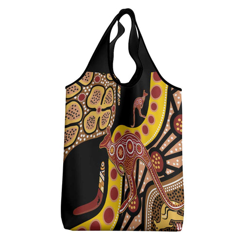 Kangaroo Australia Grocery Bag Aussie Aboriginal Dot Art