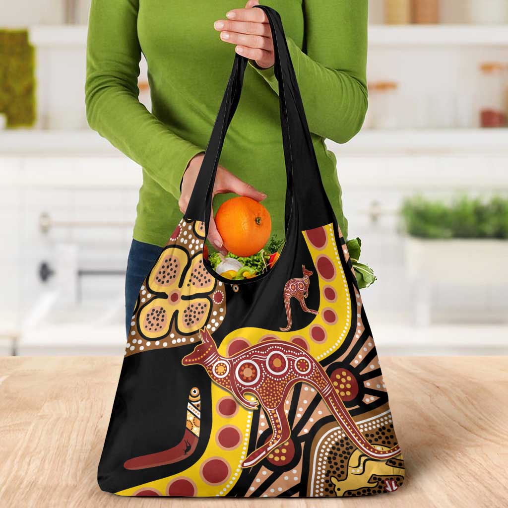 Kangaroo Australia Grocery Bag Aussie Aboriginal Dot Art