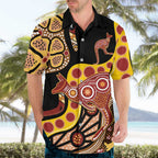 Kangaroo Australia Hawaiian Shirt Aussie Aboriginal Dot Art