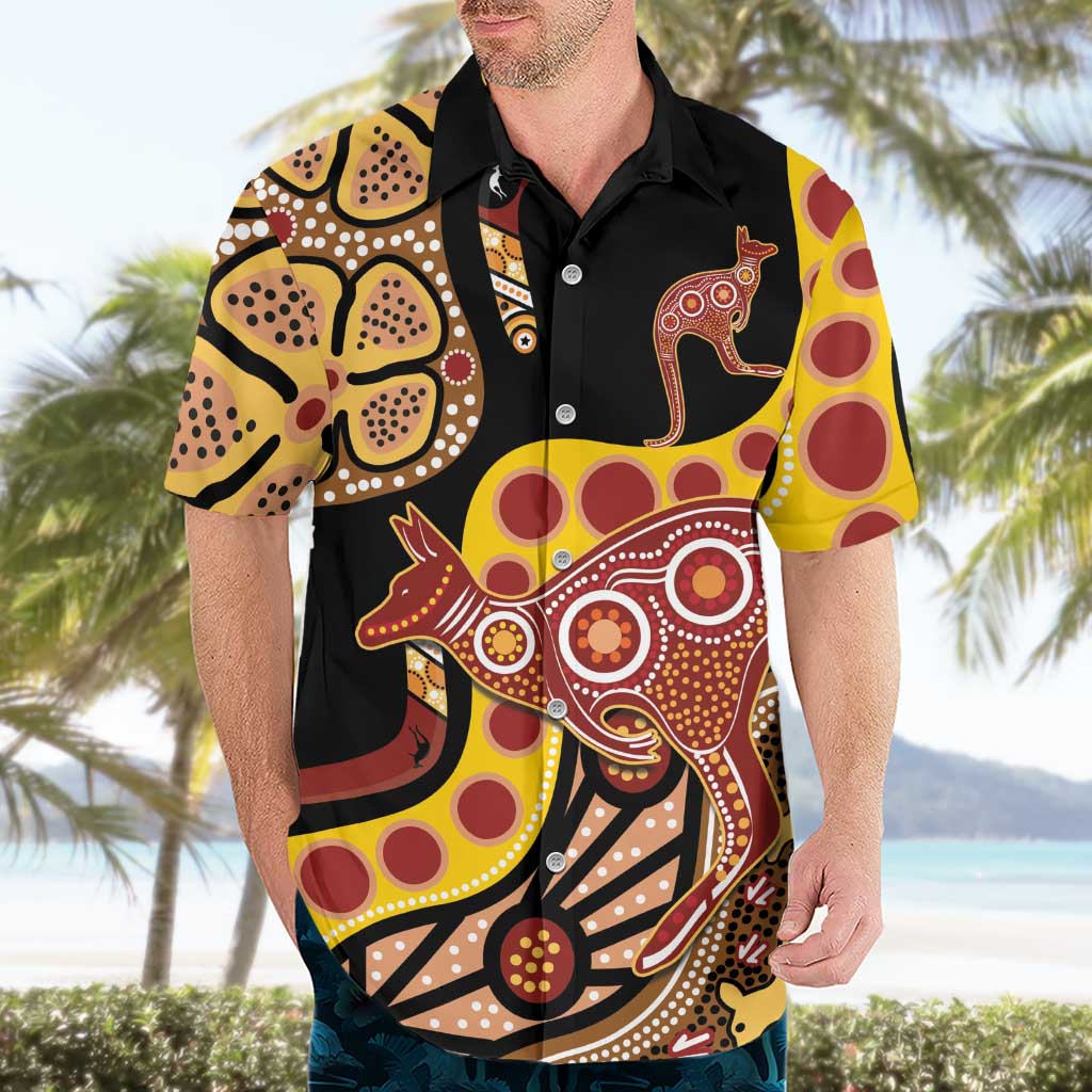 Kangaroo Australia Hawaiian Shirt Aussie Aboriginal Dot Art