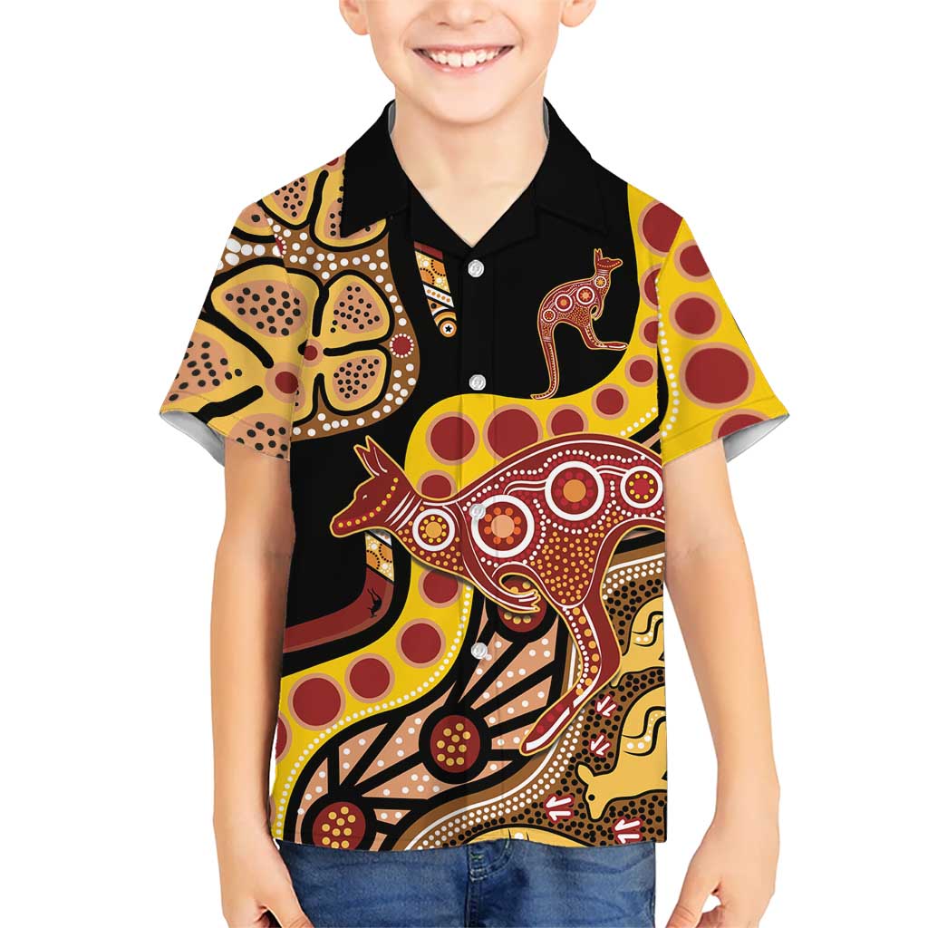 Kangaroo Australia Hawaiian Shirt Aussie Aboriginal Dot Art