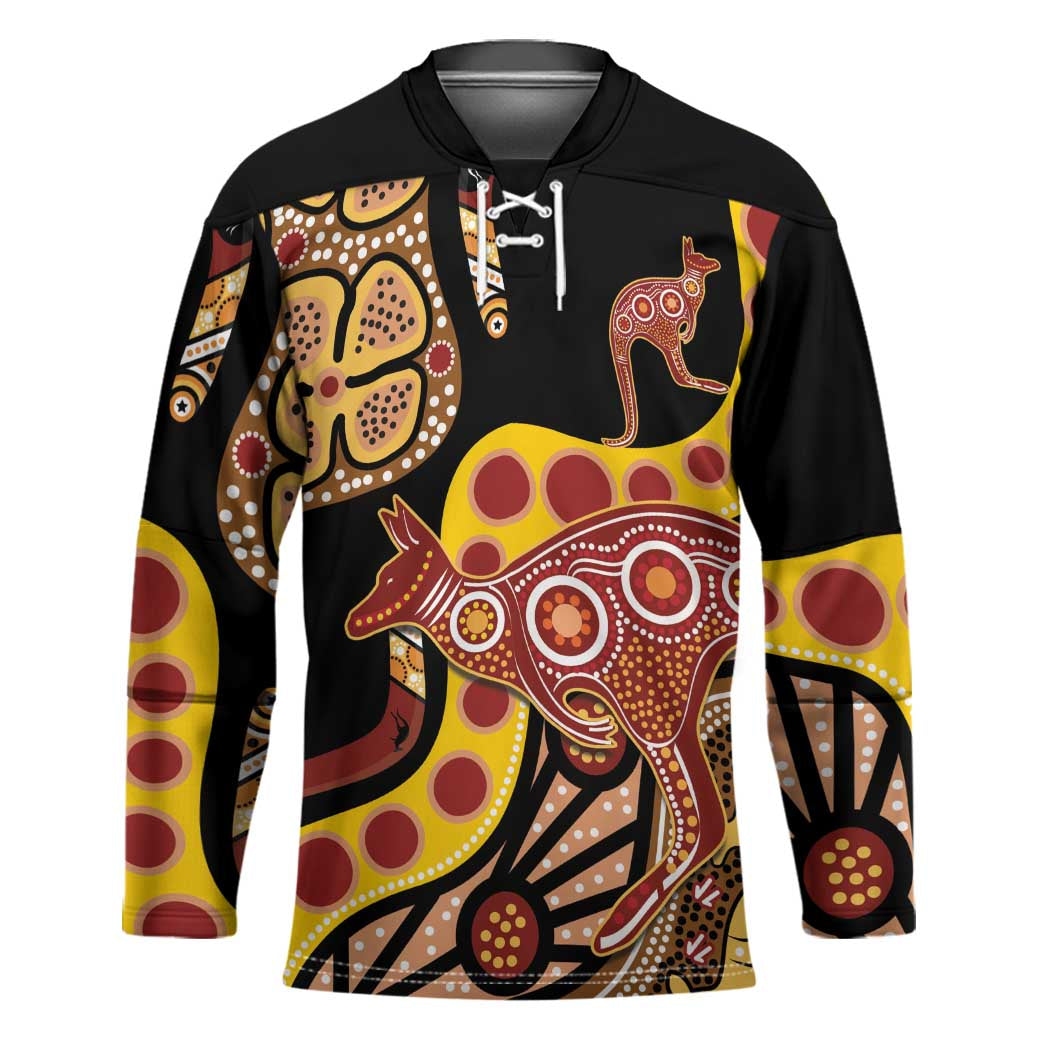 Kangaroo Australia Hockey Jersey Aussie Aboriginal Dot Art