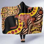 Kangaroo Australia Hooded Blanket Aussie Aboriginal Dot Art