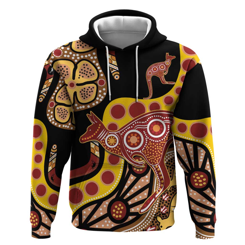 Kangaroo Australia Hoodie Aussie Aboriginal Dot Art