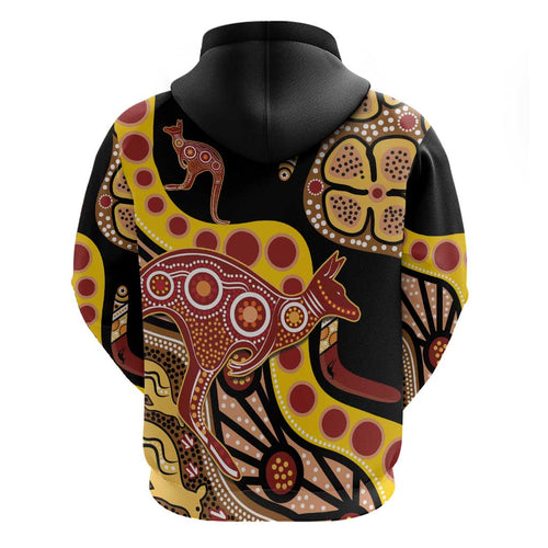 Kangaroo Australia Hoodie Aussie Aboriginal Dot Art