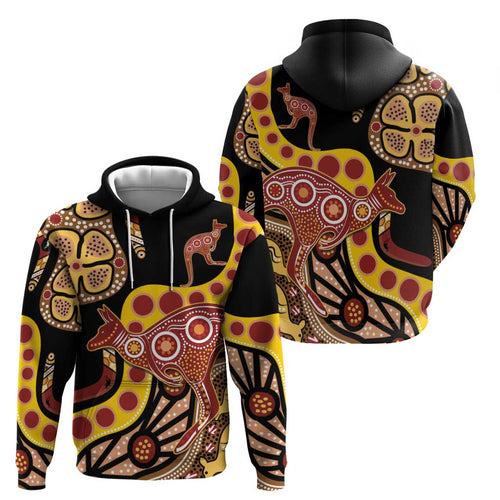 Kangaroo Australia Hoodie Aussie Aboriginal Dot Art