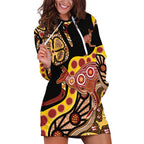 Kangaroo Australia Hoodie Dress Aussie Aboriginal Dot Art