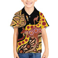 Kangaroo Australia Kid Hawaiian Shirt Aussie Aboriginal Dot Art