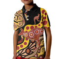 Kangaroo Australia Kid Polo Shirt Aussie Aboriginal Dot Art