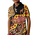 Kangaroo Australia Kid Polo Shirt Aussie Aboriginal Dot Art