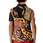Kangaroo Australia Kid Polo Shirt Aussie Aboriginal Dot Art