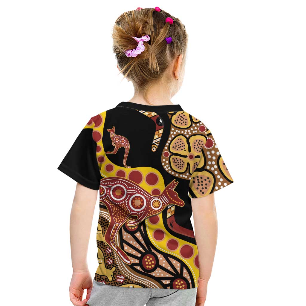 Kangaroo Australia Kid T Shirt Aussie Aboriginal Dot Art