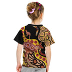 Kangaroo Australia Kid T Shirt Aussie Aboriginal Dot Art